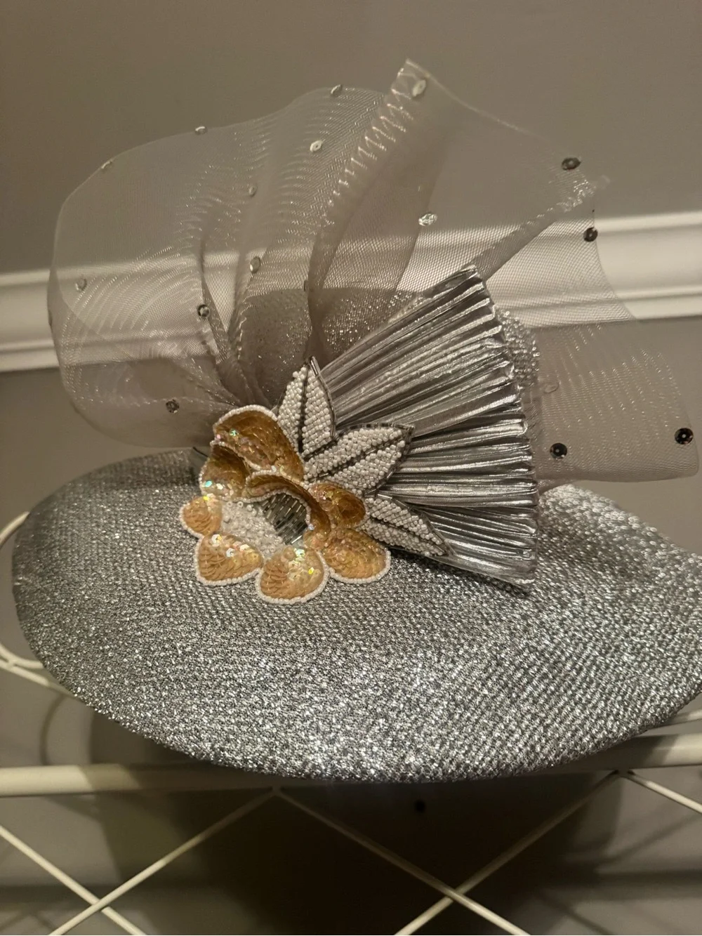 Silver and Gold Decorative Women's Fascinator Hat